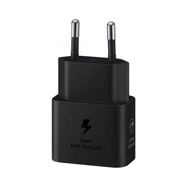 شارژر دیواری 25 وات سامسونگ مدل EP-T2510 با اتصال به پریز دوشاخه (استاندارد ایران) و تکنولوژی شارژ سریع USB PD 3.0، دارای یک عدد درگاه خروجی USB Type-C