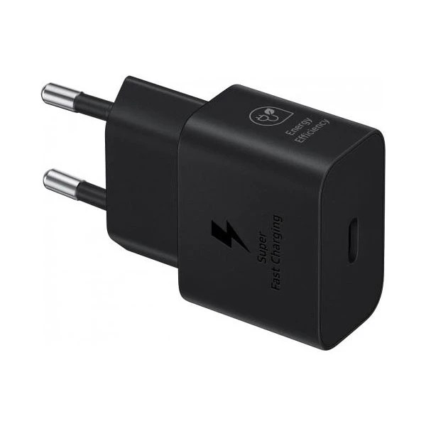 شارژر دیواری 25 وات سامسونگ مدل EP-T2510 با اتصال به پریز دوشاخه (استاندارد ایران) و تکنولوژی شارژ سریع USB PD 3.0، دارای یک عدد درگاه خروجی USB Type-C