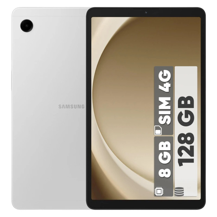 تبلت 8.7 اینچ سامسونگ مدل Galaxy Tab A9 با ظرفیت 128 گیگابایت و رم 8 گیگابایت، قابلیت پشتیبانی از یک سیم کارت و رزولوشن دوربین 8 مگاپیکسل، قابلیت تماس صوتی با سیمکارت