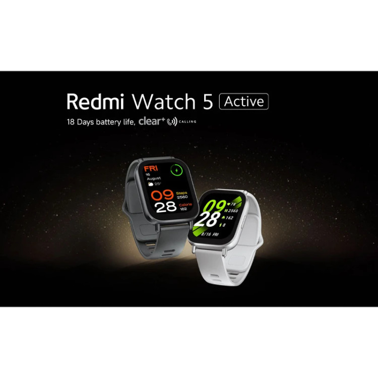 ساعت هوشمند روزمره شیائومی مدل Redmi Watch 5 Active، سایز قاب 49 میلیمتر، دارای بند پلاستیک، دارای سنسورهای شمارنده ضربان قلب، سنجش اکسیژن خون و شتابسنج، امکان پشتیبانی از 140 حالت ورزشی، دارای قابلیت مکالمه از طریق بلوتوث