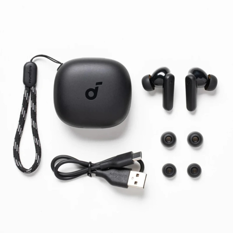 هدفون بلوتوثی انکر مدل SoundCore R50i A3949 با نویز کنسلینگ میکروفون، درگاه شارژ USB Type-C، دارای فناوری AI-Enhanced Calls برای کاهش نویز و بهبود مکالمات، مقاوم در برابر رطوبت و عرق