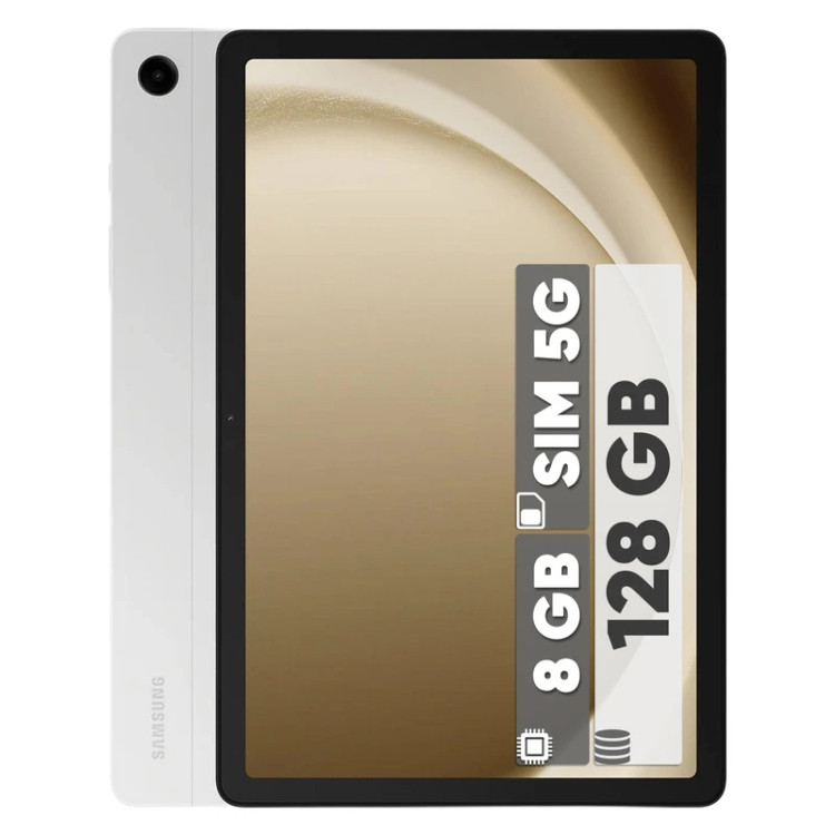 تبلت 11 اینچ سامسونگ مدل Galaxy Tab A9 Plus 5G با ظرفیت 128 گیگابایت و رم 8 گیگابایت، قابلیت پشتیبانی از یک سیم کارت و رزولوشن دوربین 8 مگاپیکسل، قابلیت تماس صوتی با سیمکارت