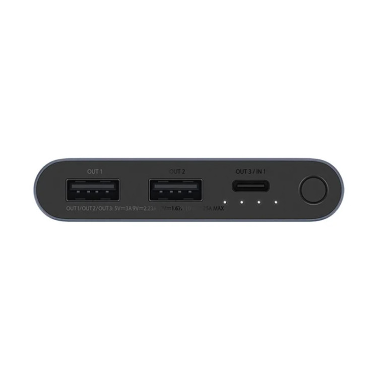 پاوربانک شیائومی مدل PB100DZM، ظرفیت 10000 میلیآمپر ساعت، تکنولوژی Quick Charge 3.0، مدیریت هوشمند شارژ، پشتیبانی از فناوری شارژ سریع کوالکام (QC)، مقاوم در برابر ضربه، جنس بدنه آلیاژ آلومینیوم، دارای 3 درگاه خروجی