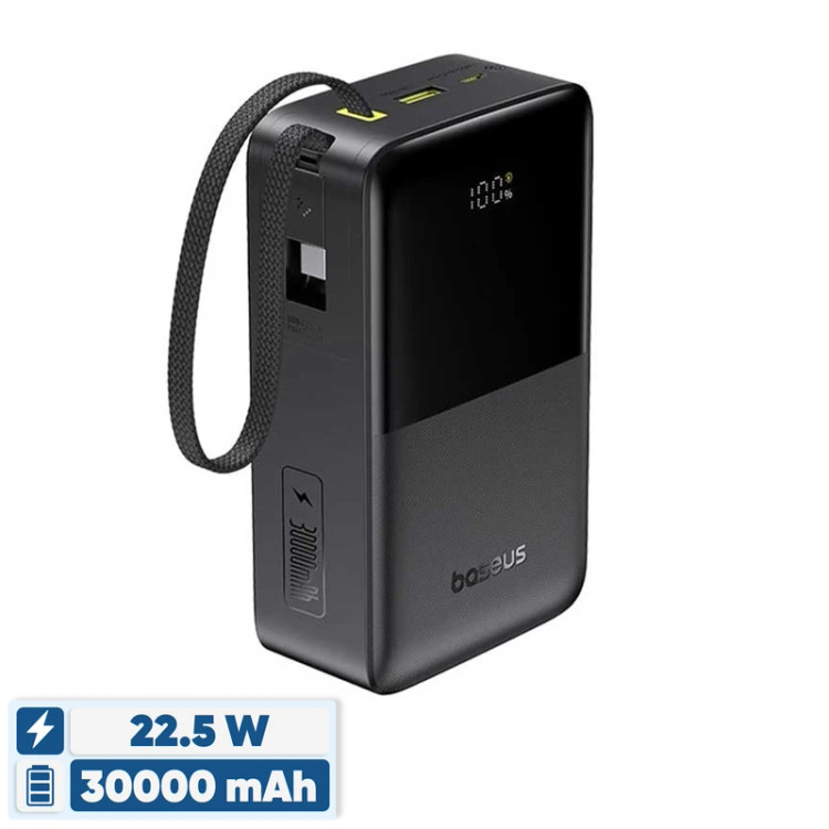 پاوربانک 22 وات بیسوس مدل EnerFill FC51 Bipow 2 Pro ظرفیت 30000 میلیآمپرساعت به همراه کابل متصل USB-C
