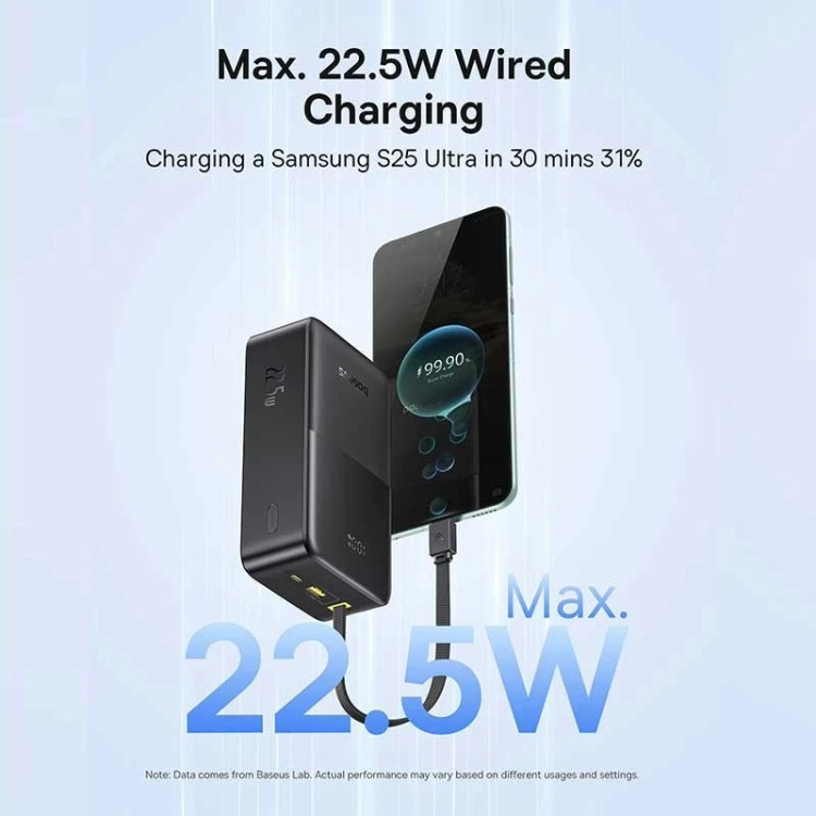 پاوربانک 22 وات بیسوس مدل EnerFill FC51 Bipow 2 Pro ظرفیت 30000 میلیآمپرساعت به همراه کابل متصل USB-C