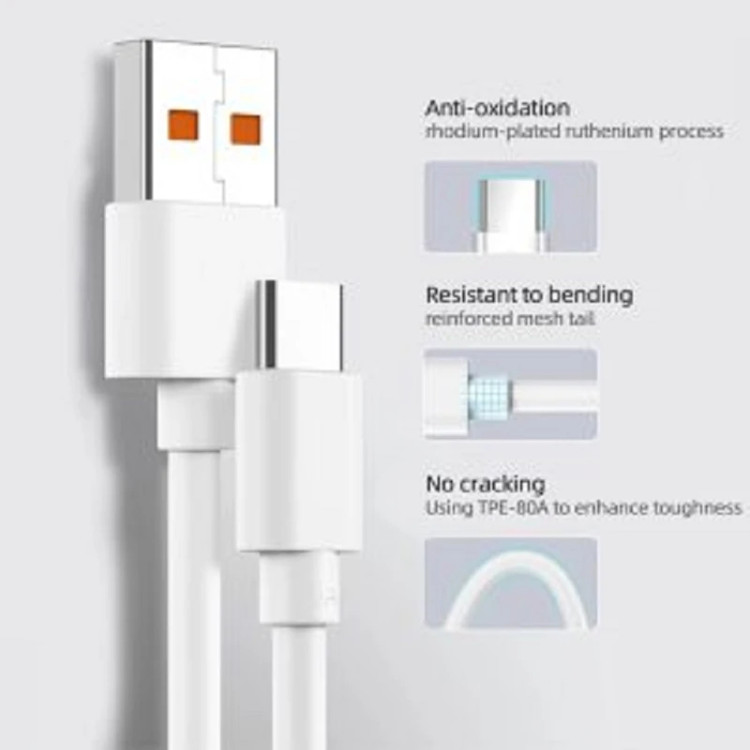 کابل تبدیل USB به USB-C مدل 6 آمپر 120W طول 1 متر