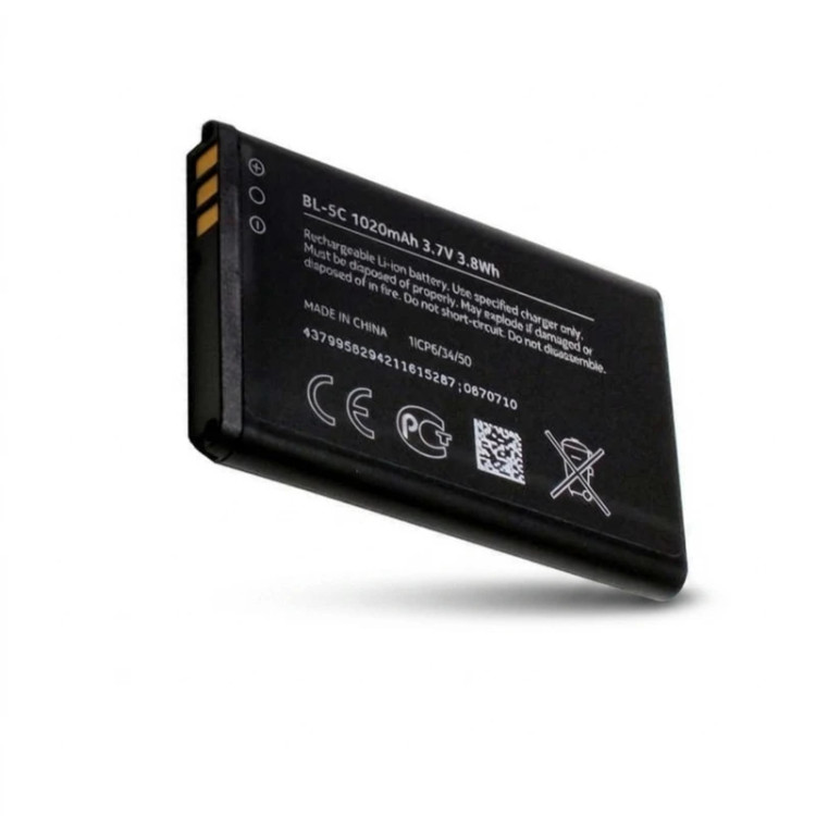 باتری موبایل نوکیا مدل BL-5C، ظرفیت باتری 1020 میلیآمپرساعت، مناسب برای گوشی موبایل نوکیا 1209، 1208، 1200، 1112، 1110، 1101، 1100، 2323 Classic، 2310 و 2300 و 1280