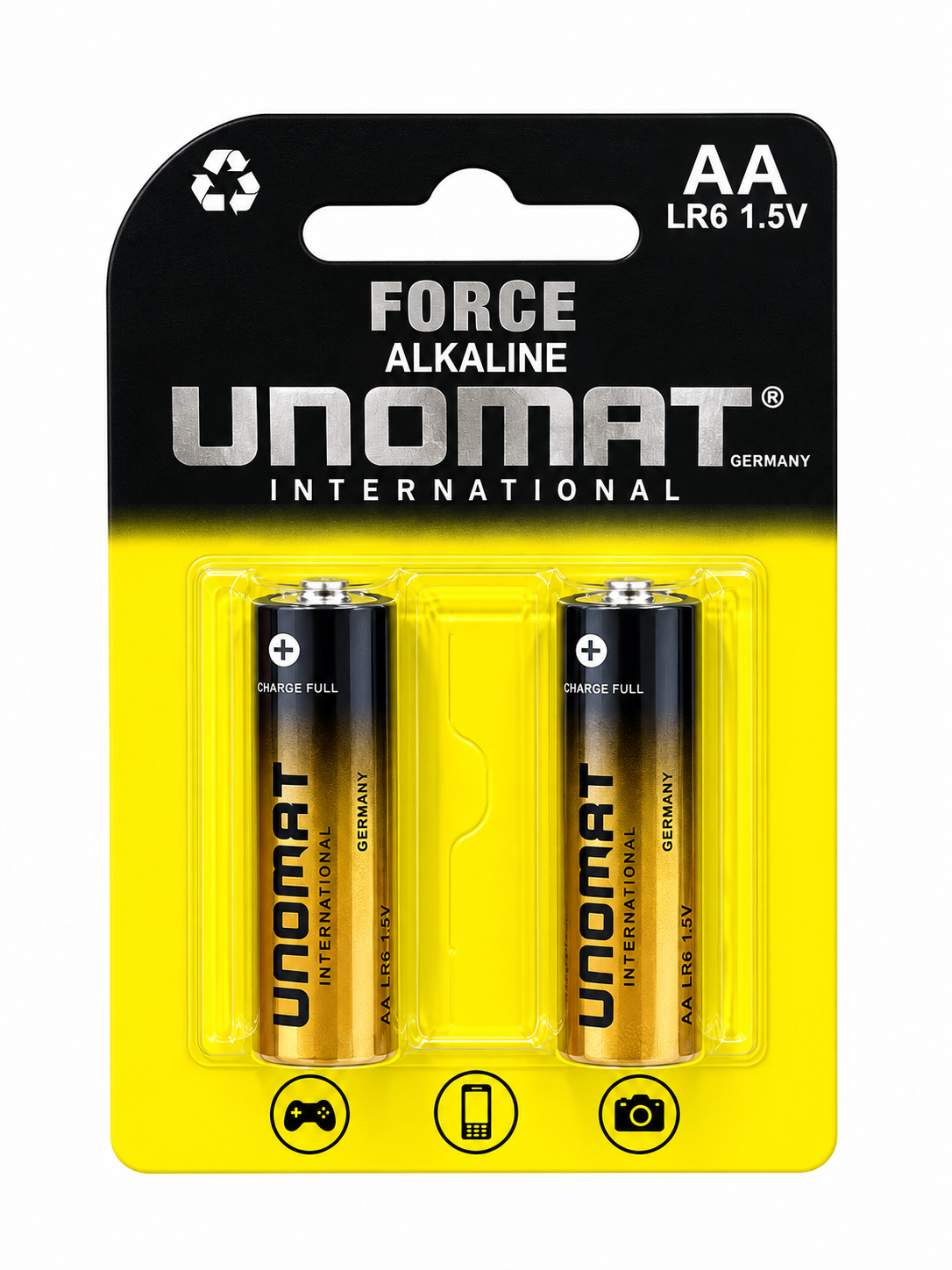 باتری قلمی یونومات مدل FORCE ALKALINE کارتی 2 عددی