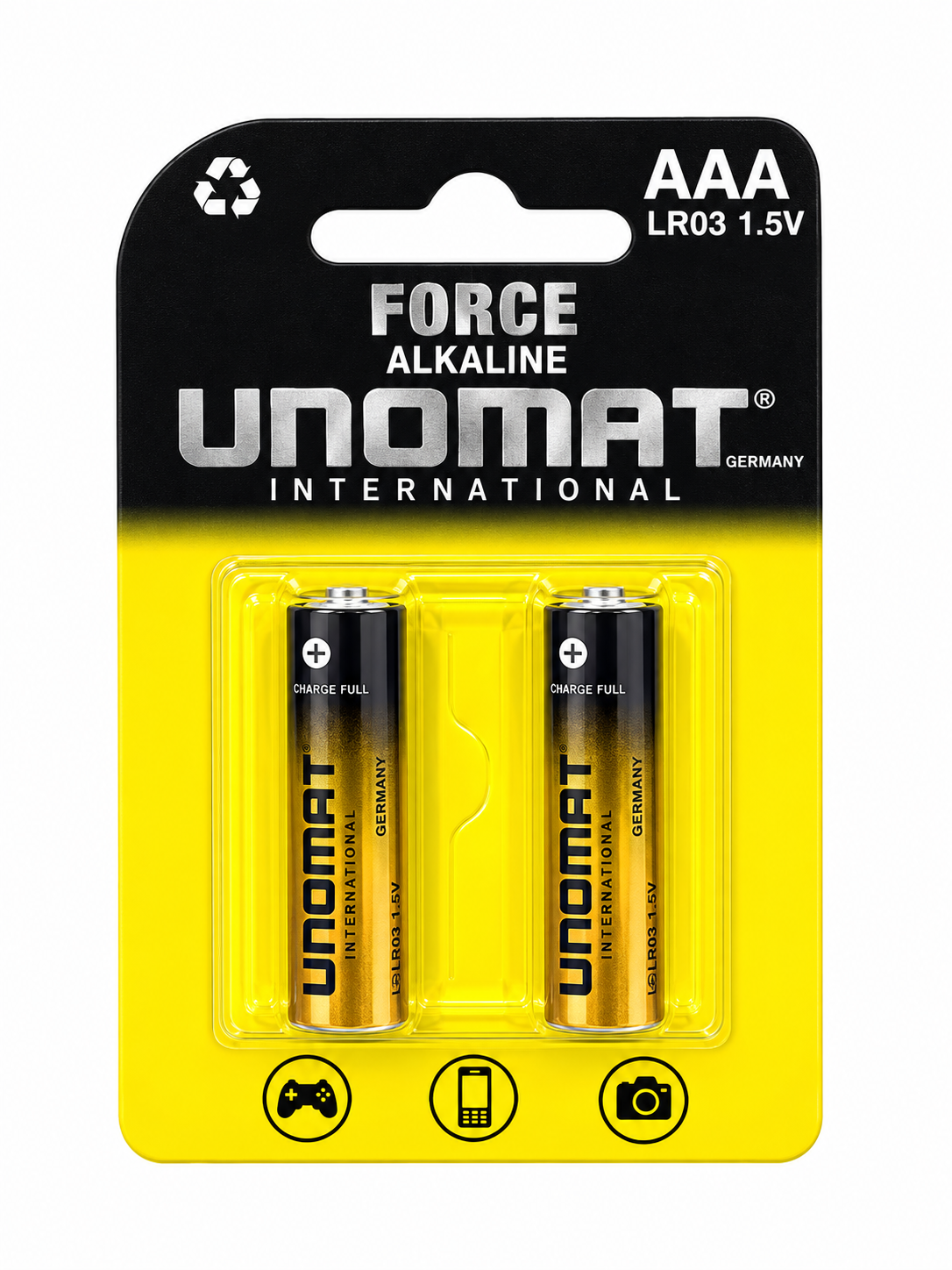 باتری نیم قلمی یونومات مدل FORCE ALKALINE کارتی 2 عددی