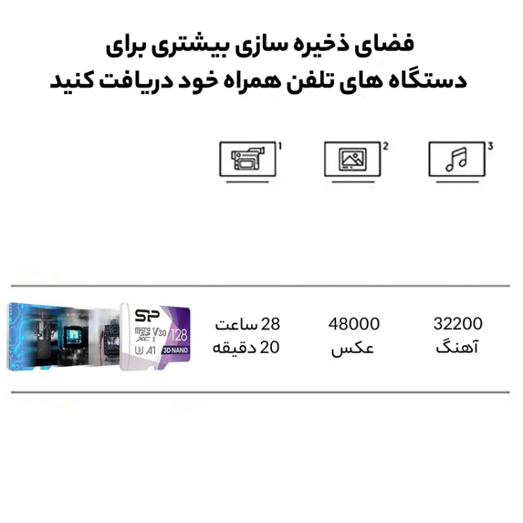 کارت حافظه microSDXC سیلیکون پاور مدل Superior Pro کلاس 10 استاندارد UHS-I U3 سرعت 100MBps ظرفیت 128 گی