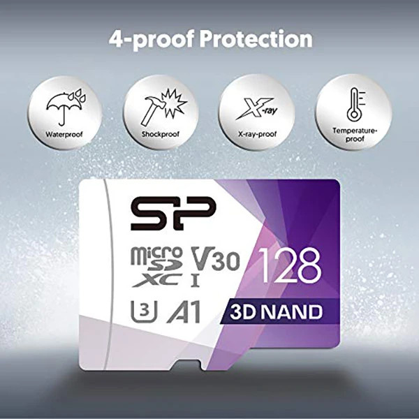 کارت حافظه microSDXC سیلیکون پاور مدل Superior Pro کلاس 10 استاندارد UHS-I U3 سرعت 100MBps ظرفیت 128 گی