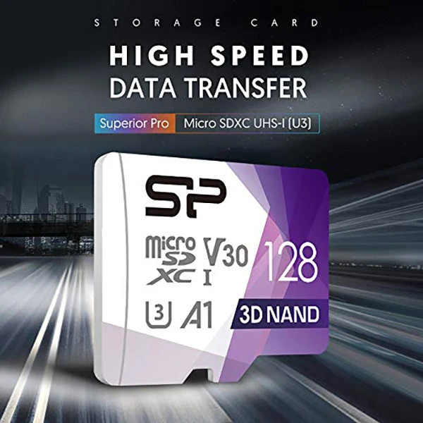 کارت حافظه microSDXC سیلیکون پاور مدل Superior Pro کلاس 10 استاندارد UHS-I U3 سرعت 100MBps ظرفیت 128 گی