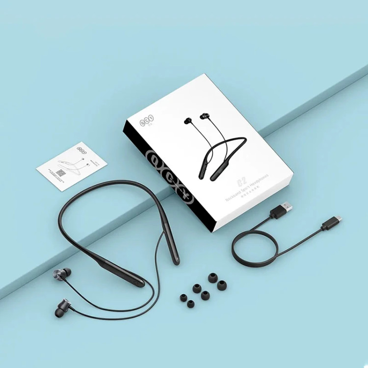 هدفون بلوتوثی گردنی QCY مدل C2 با قابلیت حذف نویز محیطی (ENC)، درگاه شارژ USB Type-C، با قابلیت شارژ سریع، مقاوم در برابر رطوبت و عرق (IPX4)