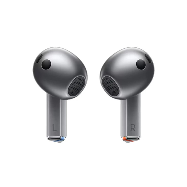 هدفون بلوتوثی سامسونگ مدل Galaxy Buds3 با نویز کنسلینگ فعال (ANC)، نویز کنسلینگ میکروفون (ENC)، درگاه شارژ USB Type-C، با قابلیت اتصال به چند دستگاه، دارای قابلیت صدای 360 درجه، Galaxy AI، میکروفون سه گانه، پشتیبانی از فرمان لمسی، ضد آب و گرد و غبار